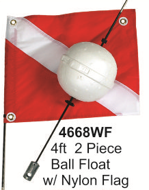 Dive Flag 2 PC 4’ BALL FLOAT W/ NYLON DIVE FLAG