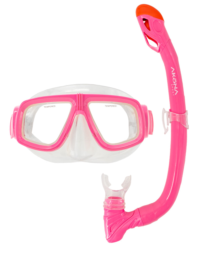 JR Mask & Snorkel Set Neon Pink