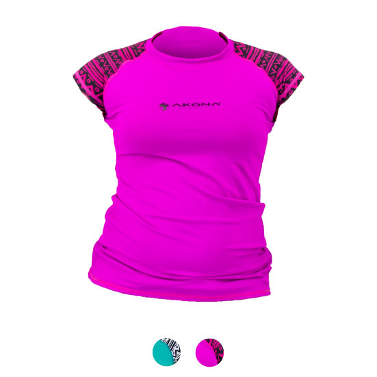 Akona Women's Short Sleeve Sun Shirt – Magenta, 2XL