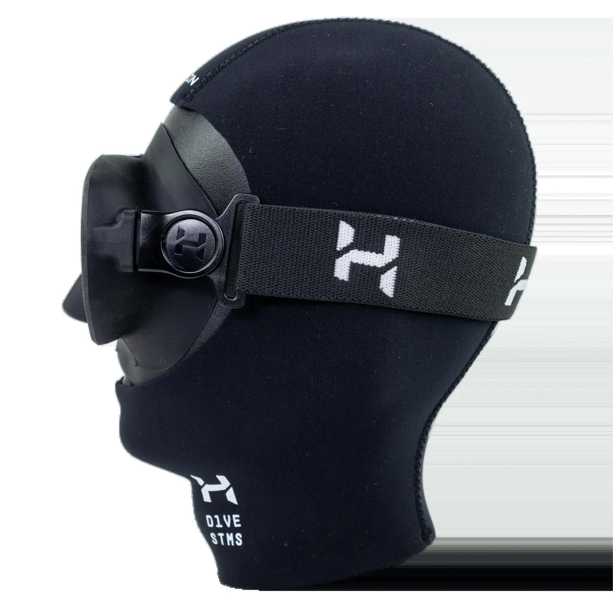 Halcyon Omnis elastic mask strap, black with white H