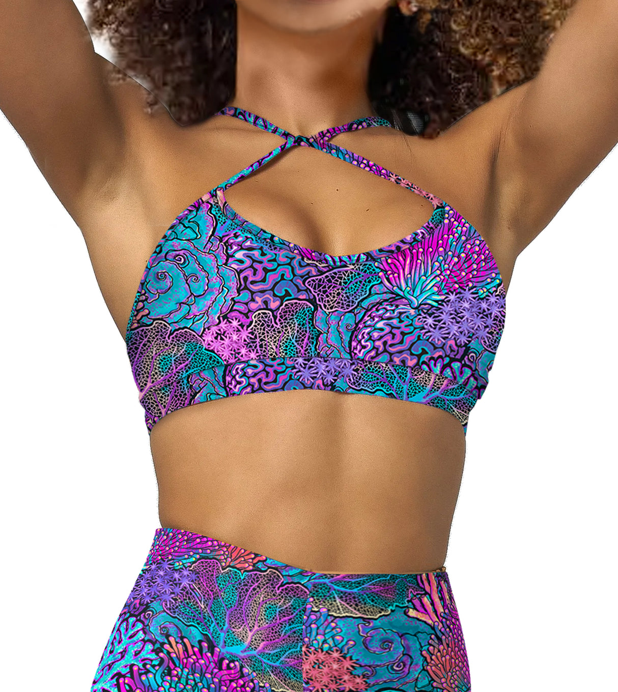 Spacefish Army Eco-friendly Coral Kaleidoscope Bikini Sports Bra Hybrid