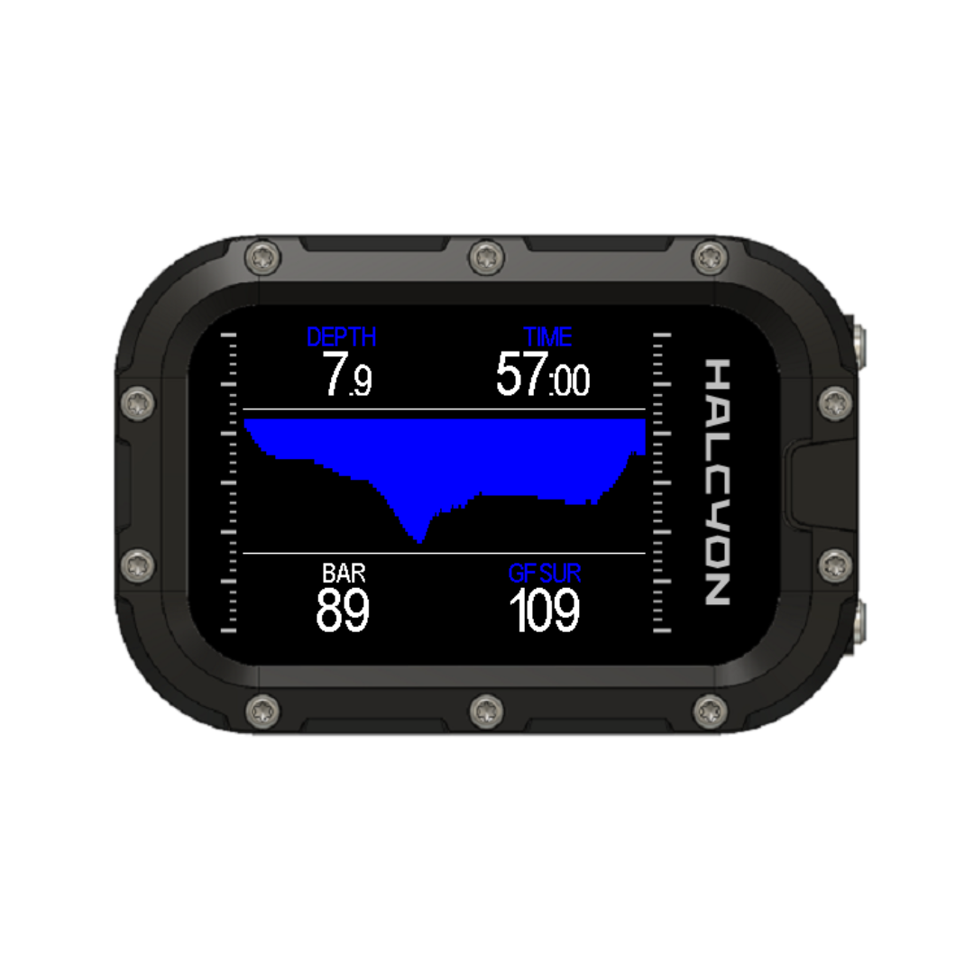 Halcyon Symbios handset dive computer screen