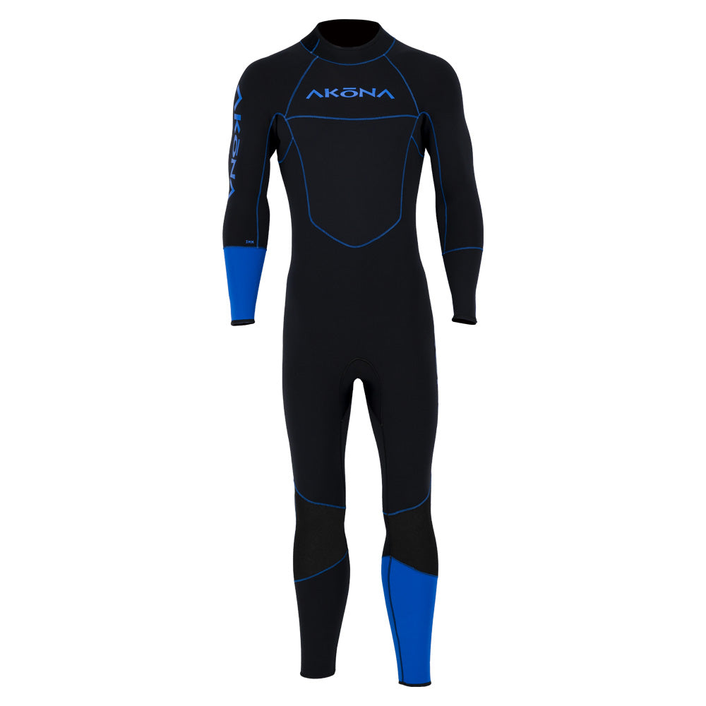 Akona 3mm Men's Quantum Stretch Back Zip Full Suit – Blue, SM