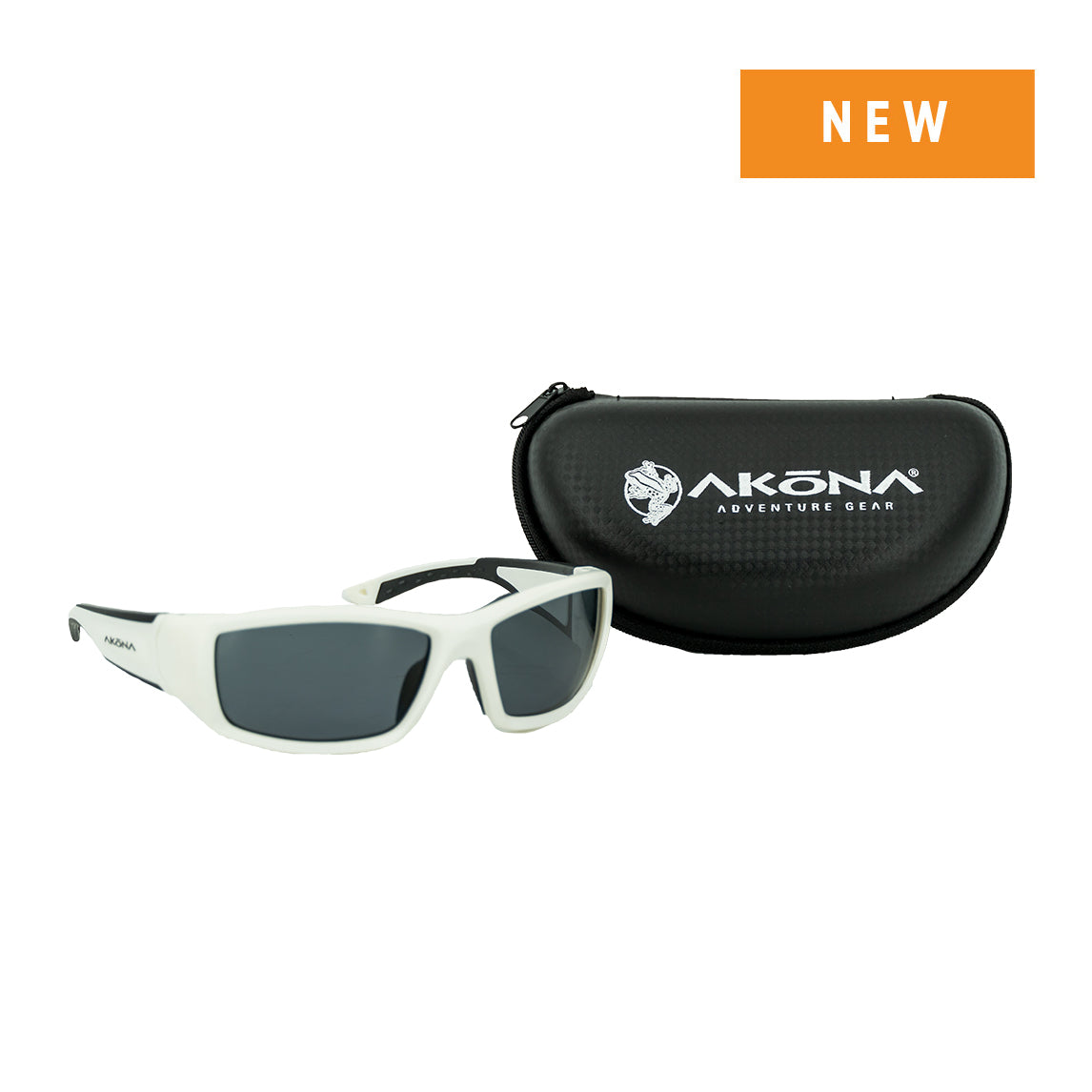 Akona Rhodes Polarized Sunglasses with Case – White