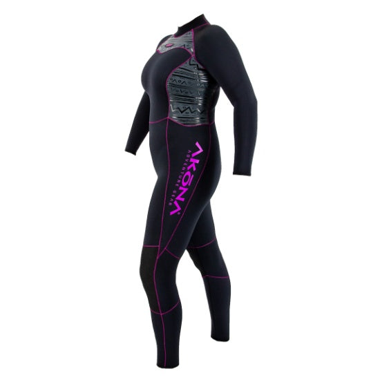 Akona 5mm Women's Quantum Stretch Back Zip Full Suit – Magenta, 5/6