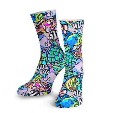 Spacefish Army Eco-friendly Neon Fish Frenzy Dive Socks