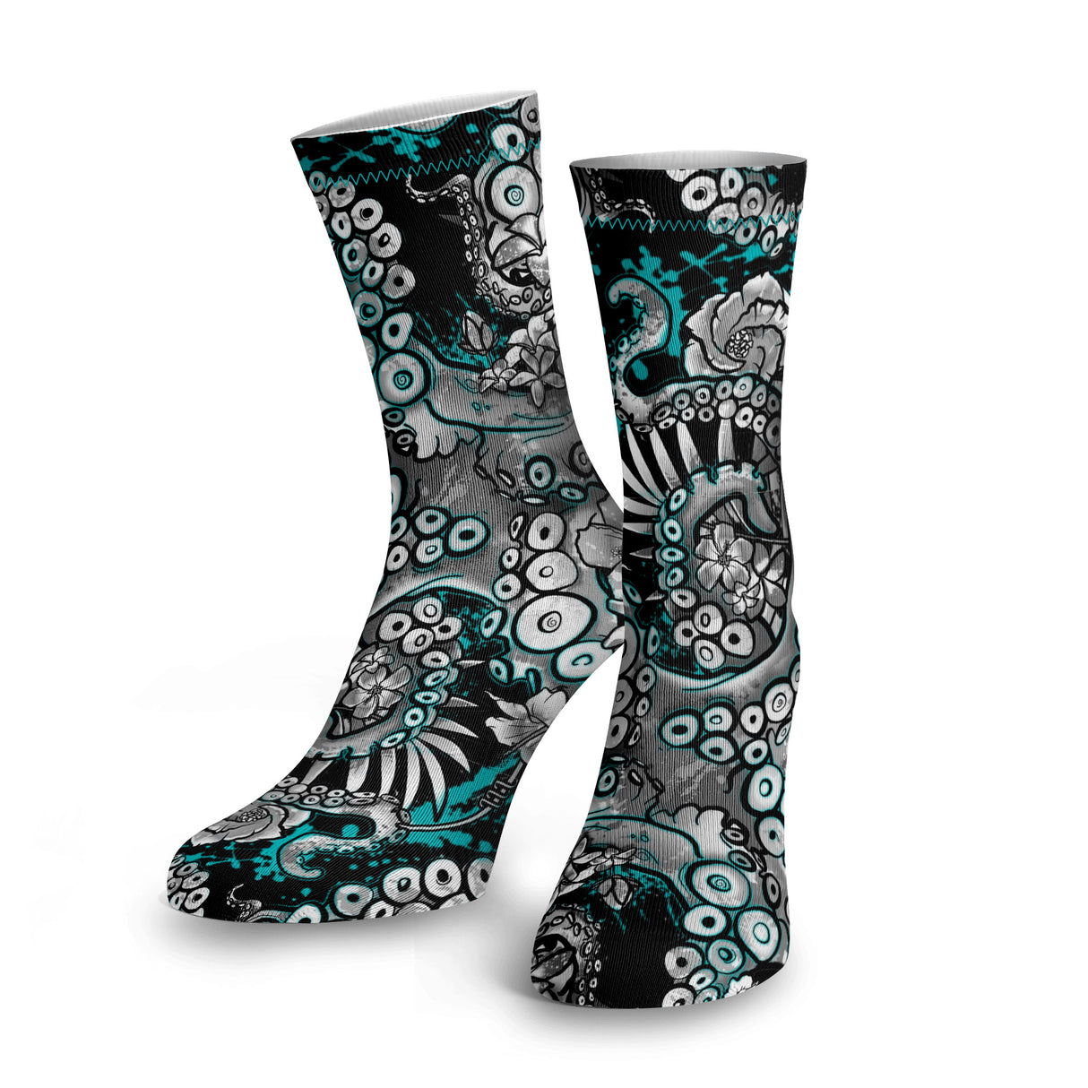Spacefish Army Eco-friendly Electric Blue Octofloral Dive Socks