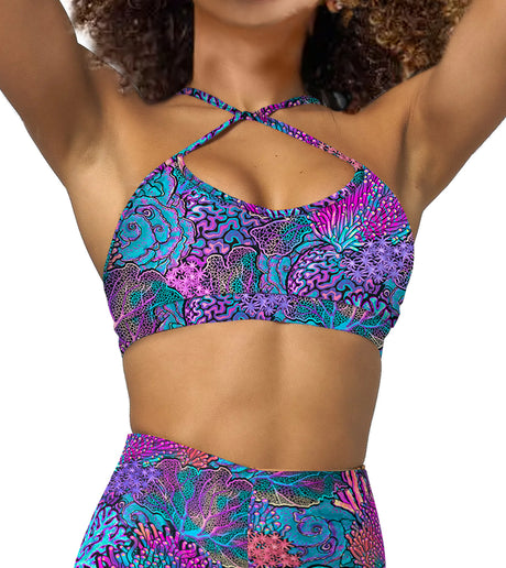 Spacefish Army Eco-friendly Coral Kaleidoscope Bikini Sports Bra Hybrid