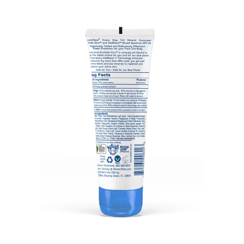 Stream2Sea Every Day Tint Mineral Sunscreen SPF 45, Reef-Safe & EWG Verified