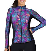 Spacefish Army Eco-friendly Full Zip Up Coral Kaleidoscope Rash Guard